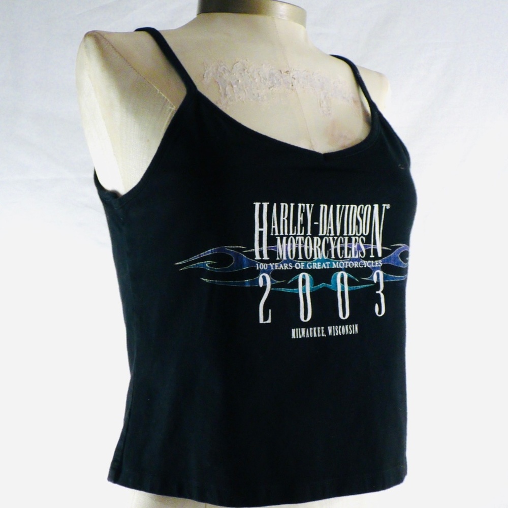 VINTAGE Genuine HARLEY-DAVIDSON Junior’s M Black Scoop Neck Spaghetti Straps